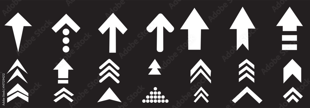 Poster swipe up icon set. up arrow button symbol. swipe up icons for social media stories. scroll arrow up 