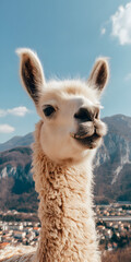 Obraz premium Majestic Llama Amidst Serene Mountain Landscape