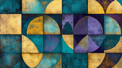 Fototapeta premium Abstract Geometric Teal Gold Pattern. (3)