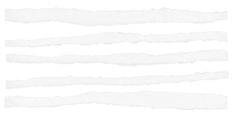 Horizontal torn paper strips with irregular edges on black background. A high-resolution asset ideal for collage art, ripped paper effects, and texture overlays in graphic design.