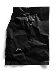 Dark, crumpled black paper with multiple rough tears, combining distressed edges and deep shadows....