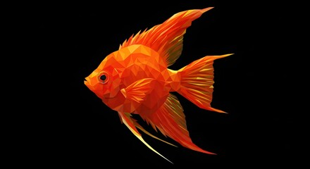 Orange Fish Digital Illustration on Black Background