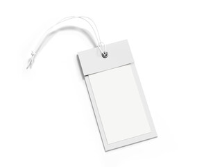 Minimal Transparent white hang tag with string on vibrant orange background. Perfect for fashion branding, retail product labels, and minimalist design mockups.