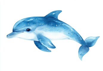 Fototapeta premium Blue and White Watercolor Dolphin Illustration