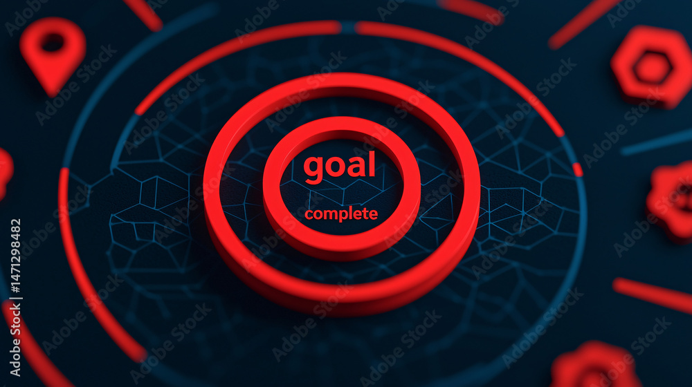 Aufkleber workflow for results and achievements. goal completion graphic with modern design elements.