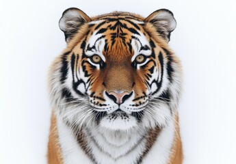 Fototapeta premium Close Up Portrait of a Tiger Against White Background