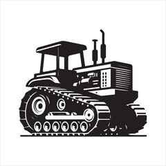 Powerful Tractor Illustrations: Vector Graphics of Farm and Construction Vehicles