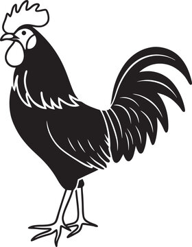 Farm Hean Clipart Bold Rooster Silhouette Vector