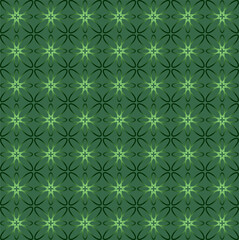 Abstract monochrome seamless pattern on green background for fabric or wallpaper
