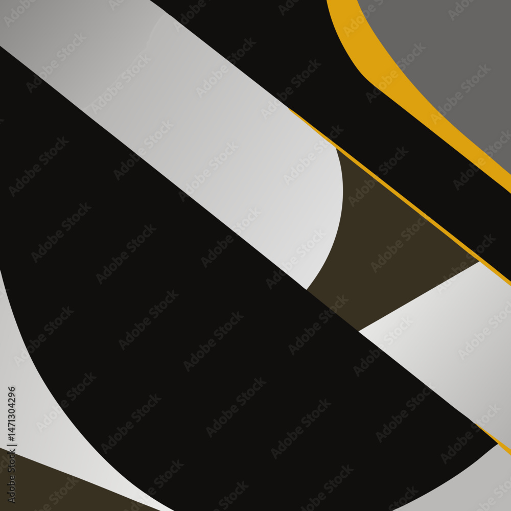 Poster abstract geometric art black grey gold shapes overlap creating a dynamic visual experience