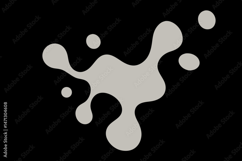 Poster abstract grey blobs on black background minimalist modern art design simple organic shapes