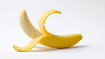 Banana, peeled,  isolated on a white background