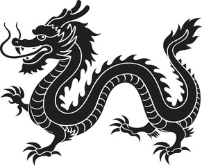 Obraz premium Striking Dragon Silhouette on White