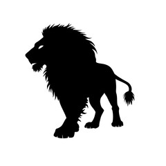lion with mane big cat black silhouette – Wild Animal Design