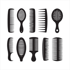 Elegant Hair Brush Illustrations: Vector Graphics for Hair Care and Styling