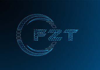 FZT low poly letter logo vector design. FZT lower poly logo design.