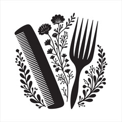 Elegant Hair Brush Illustrations: Vector Graphics for Hair Care and Styling