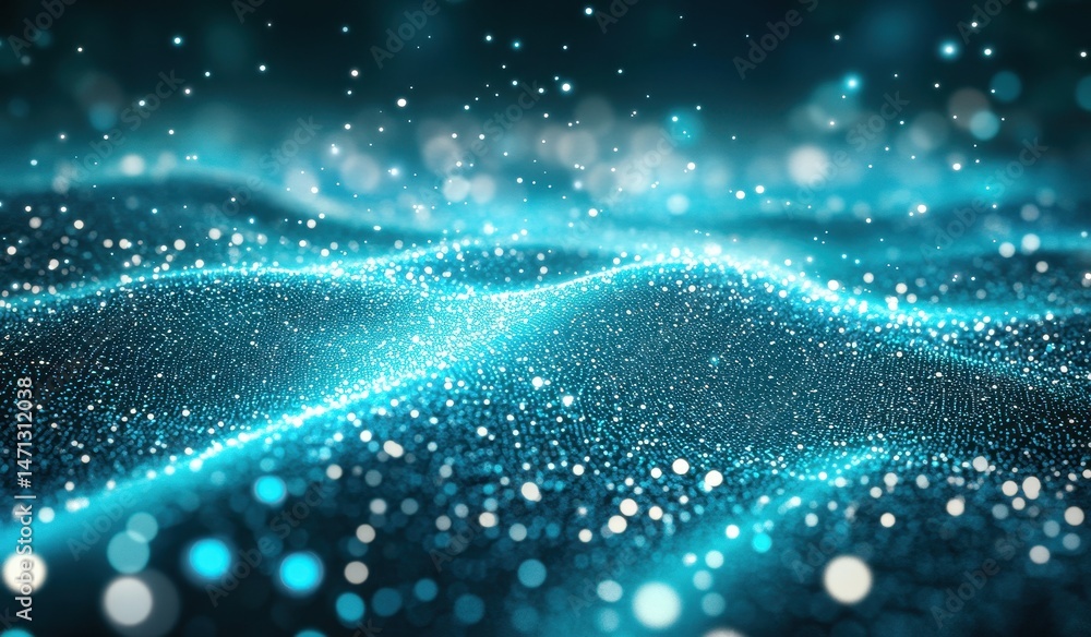 Poster abstract glowing particles with rippling texture