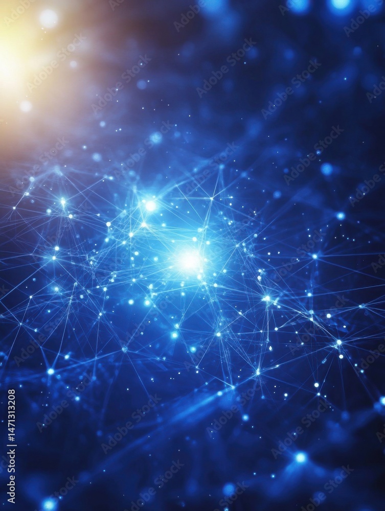 Aufkleber abstract blue network illustration with glowing nodes and connections digital art style background