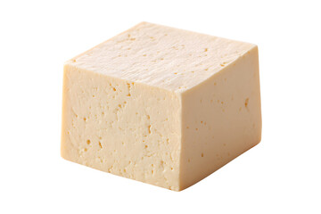 Fresh tofu cube on a white isolated background