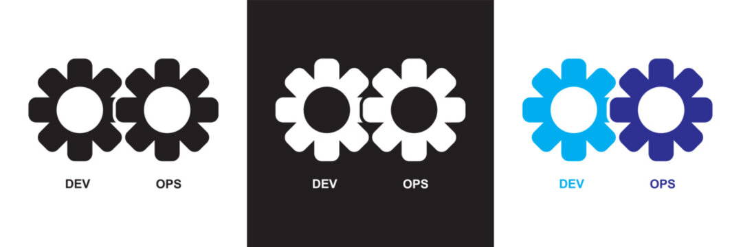 Dev ops icon.  Vector for websites, mobile interfaces, presentations, banner, visual branding etc. Vector illustration. isolated on white and black background. EPS 10