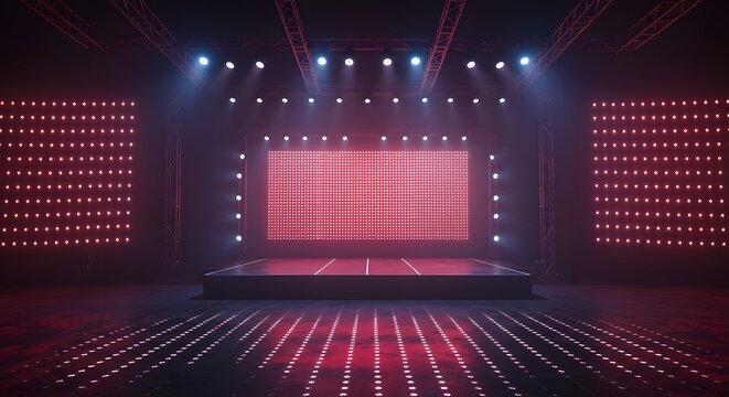 Illuminated Stage with Red Led Lighting and Modern Design