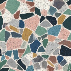 Seamless Terrazzo texture. Polished concrete floor and wall pattern. Color surface marble and granite stone, material for decoration