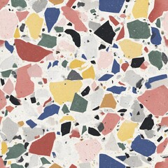 Fototapeta premium Seamless Terrazzo texture. Polished concrete floor and wall pattern. Color surface marble and granite stone, material for decoration