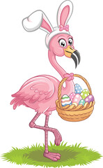 Playful Easter flamingo bunny vector Art & Illustration