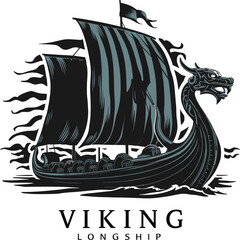 Viking Longship Vector Art for Tattoo Art