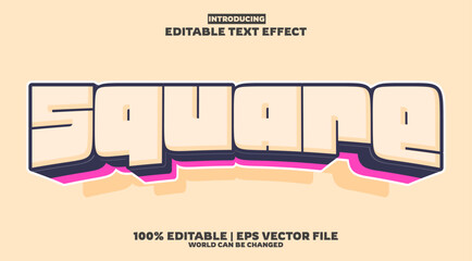 Square editable text effect in modern trend style