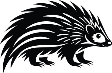 vector illustration of a porcupine, vector illustration of a black and white porcupine