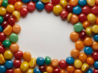 Fototapeta premium colorful beads frame in white background