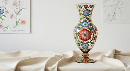 Floral Glass Vase on Drape