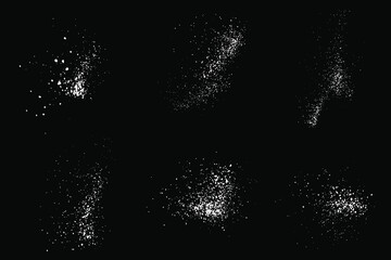 Snow flakes set of white snowfall background effect. Seamless collection of falling snowflakes transparent background