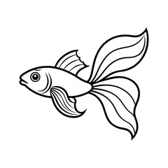 Goldfish Outline Vector Elegant Aquarium Fish Line Art Illustration
