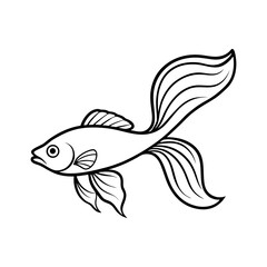 Goldfish Outline Vector Elegant Aquarium Fish Line Art Illustration
