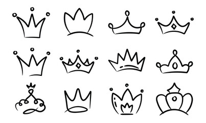 Hand Drawn Crown doodles Vector
