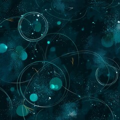 Obraz premium Abstract teal and blue circular patterns on a dark background creates a modern artistic design