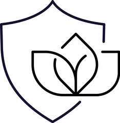 Leaves and Shield Outline Icon for Graphic and Web Design, Apps, Adverts, Various Cards