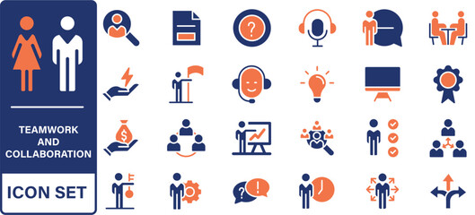 Fototapeta premium Teamwork line editable icon set. Editable stroke. Vector illustration
