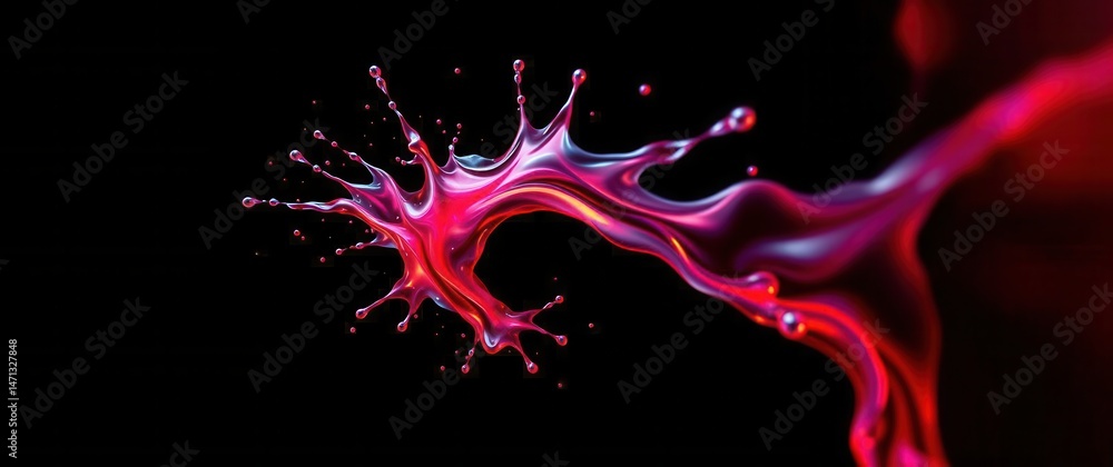 Poster dynamic splash of vibrant pink liquid frozen mid-air, creating an abstract and captivating visual fo