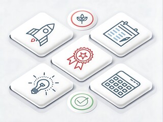  icon set on a 64x64px canvas per icon, each featuring clean and modern design elements on a white background.