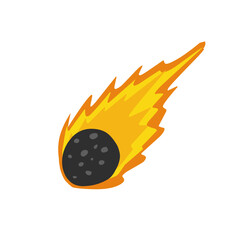 set Illustration of falling meteorite. cartoon illustration of meteorite with fire 
