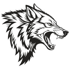 Fototapeta premium Aggressive Wolf Showing Teeth Illustration