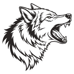 Ferocious Wolf Profile with Open Mouth Graphic