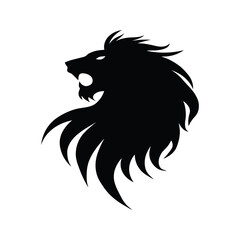 Fierce lion head silhouette, bold tribal style Vector