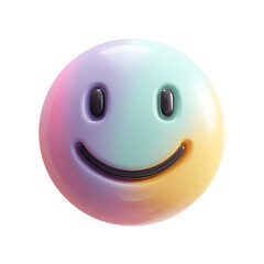 Fototapeta premium Pastel Gradient Smiley Face Emoji 3D Render on Transparent Background