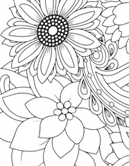 White flower on black background vintage floral vector illustration