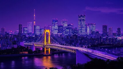Naklejka premium Tokyo cityscape at twilight